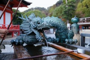 Statue of a Chinese Dragon spewing Water